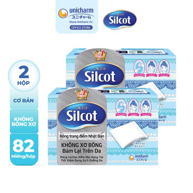 Bộ 2 hộp Bông trang điểm (bông tẩy trang) Silcot 82 miếng/hộp