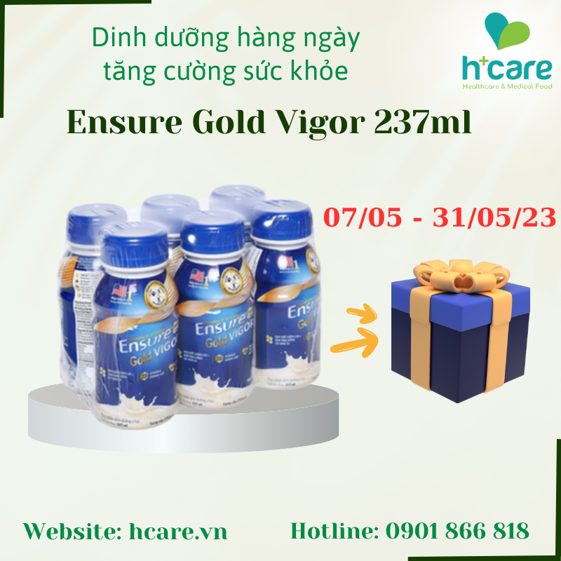 (Lốc 6 chai) Sữa pha sẵn Ensure Gold Vigor 237ml - Dinh dưỡng tăng cường sức khỏe cho người già, người mới ốm dậy