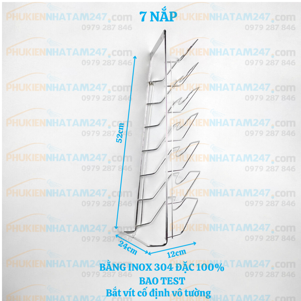 Giá treo nắp vung PHÁT ĐẠT Inox 304 treo tường giá để nắp nồi kệ để nắp vung máng nắp nồi (SP109).