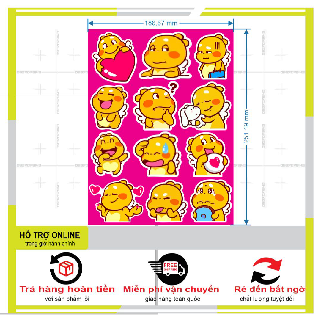 LOGO STICKER DÁN XE MÁY KHỦNG LONG CUTE DỄ THƯƠNG