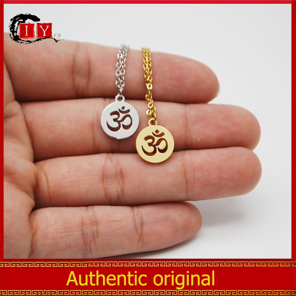 IY-VòNg Cổ MặT DâY ChuyềN Chữ Rune Om ॐ Auspicious ThéP Titan MặT DâY ChuyềN Nam Nữ Om ॐ Là BiểU Tượ