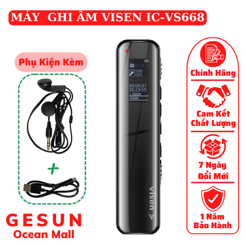 Máy ghi âm Visen IC-VS668 8G/16G  thời gian thu âm liên tục 400h/830h  thiết kế nhỏ gọn dễ dàng sử d