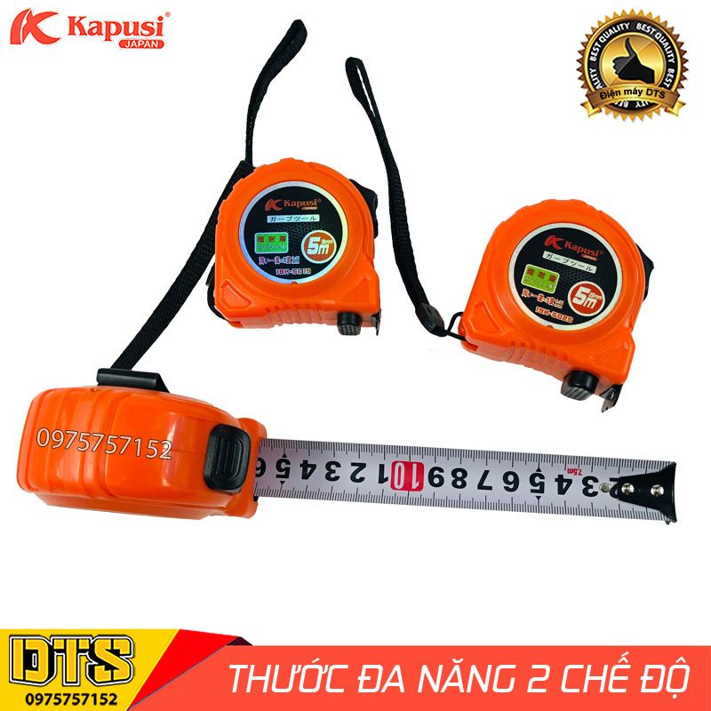 Thước rút thước cuộn thép đa năng Kapusi Nhật Bản vỏ nhựa ABS chống va đập chữ in sắc nét 2 chế độ d