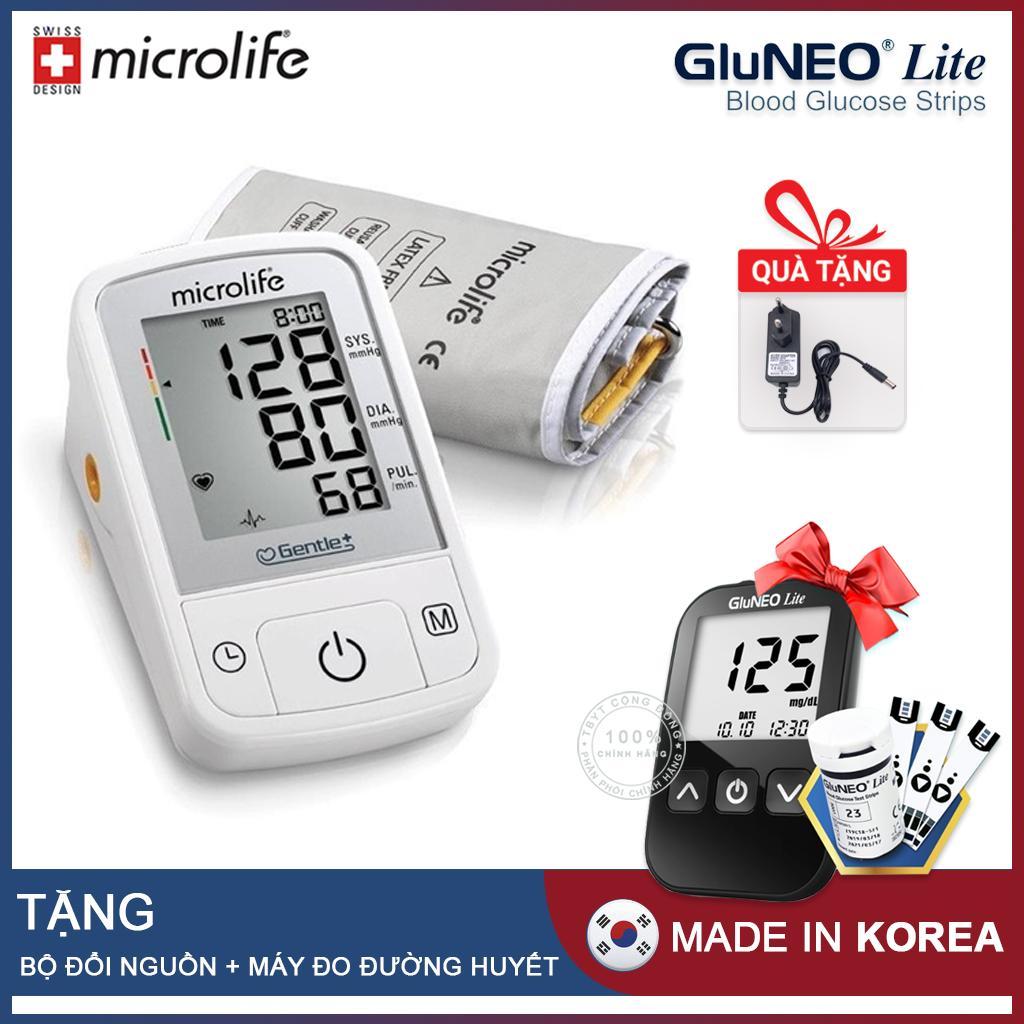Máy Đo Huyết Áp Bắp Tay Microlife A2 Basic ( Kèm Bộ Đổi Nguồn ) + Tặng máy đo đường huyết Gluneo Lite Hàn Quốc
