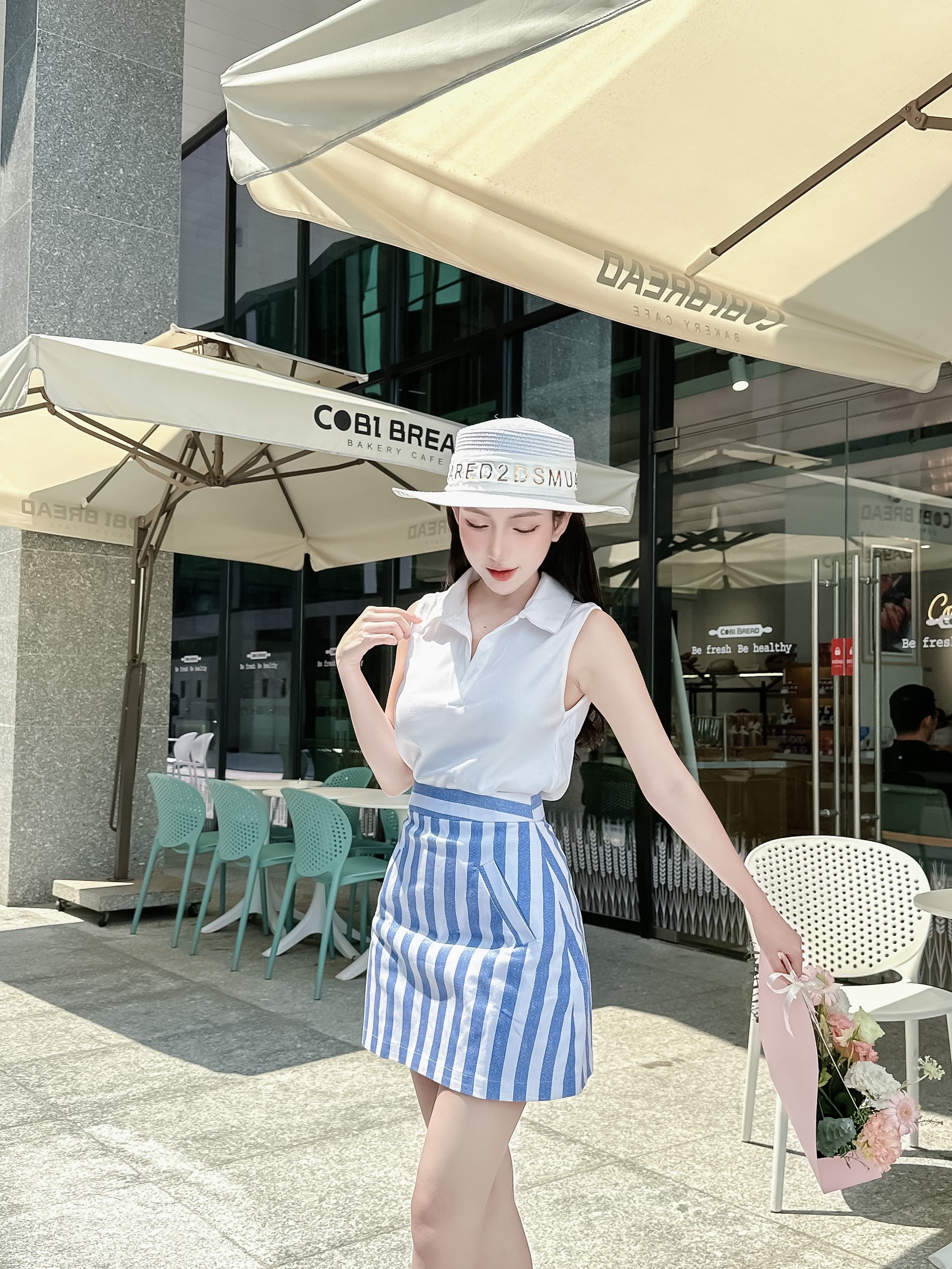 Quần Váy Sọc Xanh "Yerin SKORT "EllyClothing