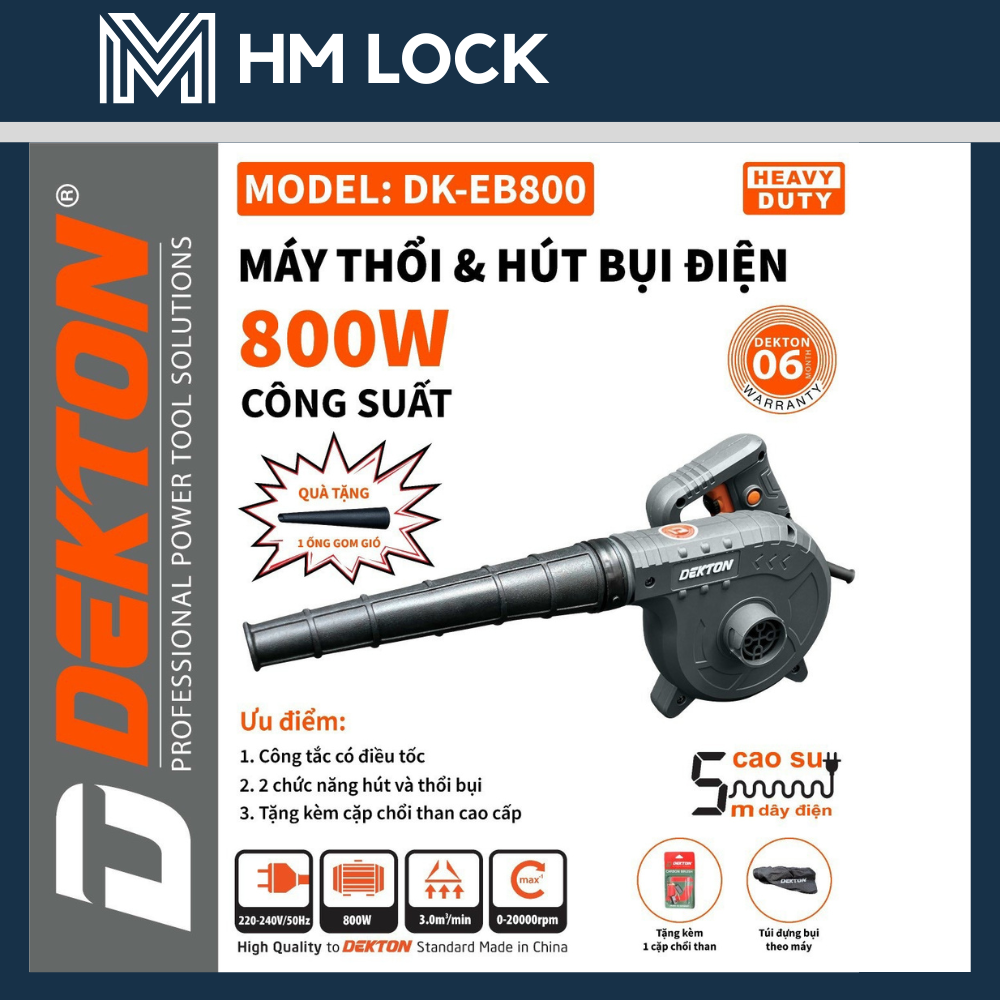Máy thổi và hút bụi Dekton DK-EB900 - 1.5Kg, công tắc điều chỉnh tốc độ, bảo vệ quá tải