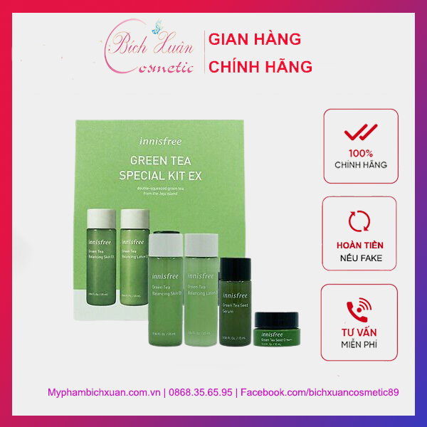 Bộ Dưỡng Da Dùng Thử Innisfree Trà Xanh Green Tea Special Kit Ex Set (4 Sản Phẩm)