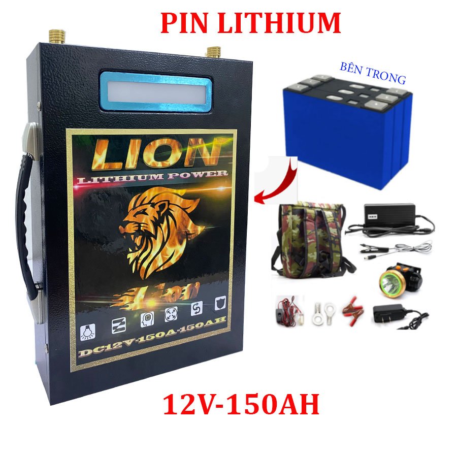 Pin Lithium 12v- Bình Pin Lion 200Ah-150Ah-100Ah-80Ah Bộ Lưu Trữ Điện Pin Thế Hệ Mới