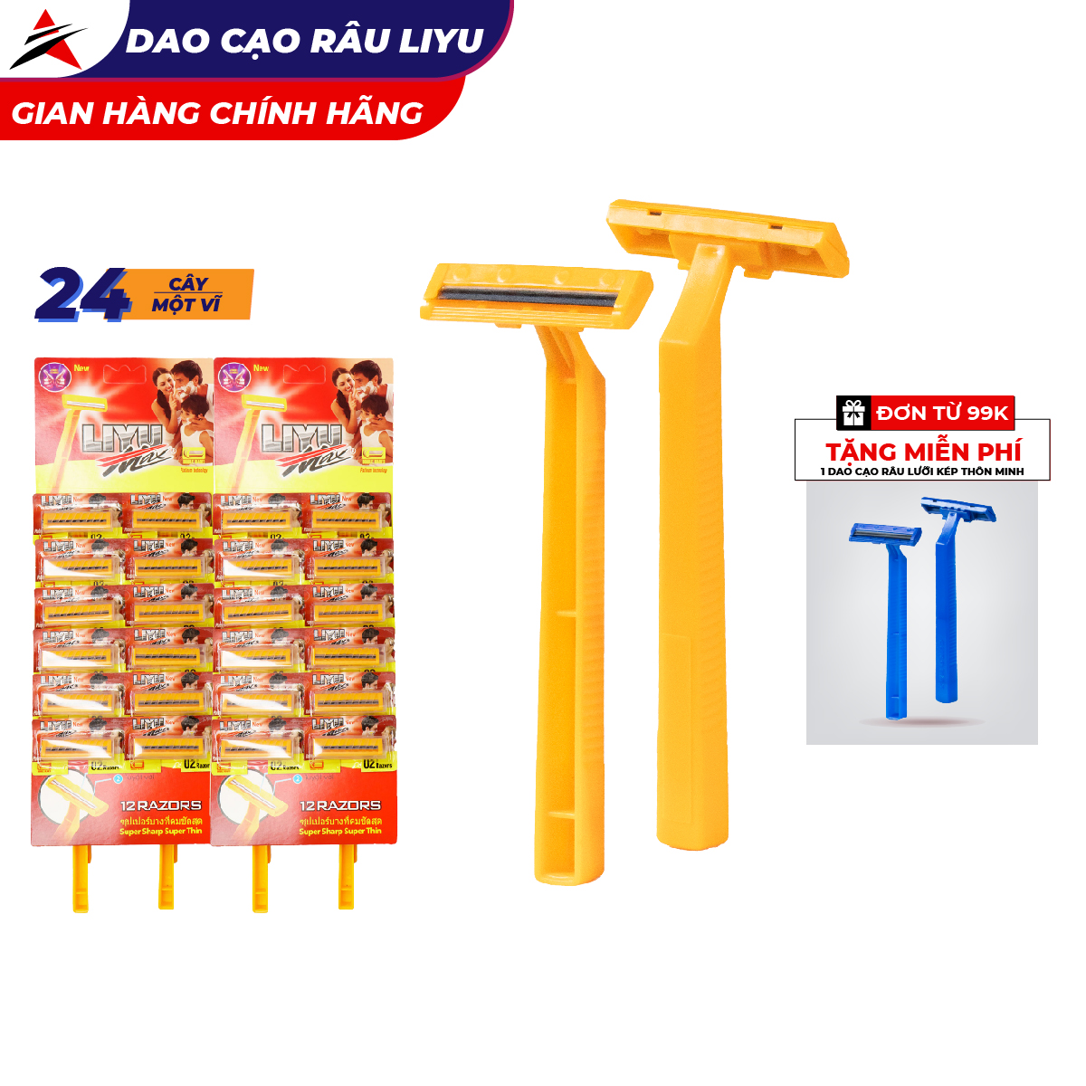 [Hcm]Dạo Cao Râu Liyu Max Cán Nhựa Hai Lưỡi Vĩ 24 Cây