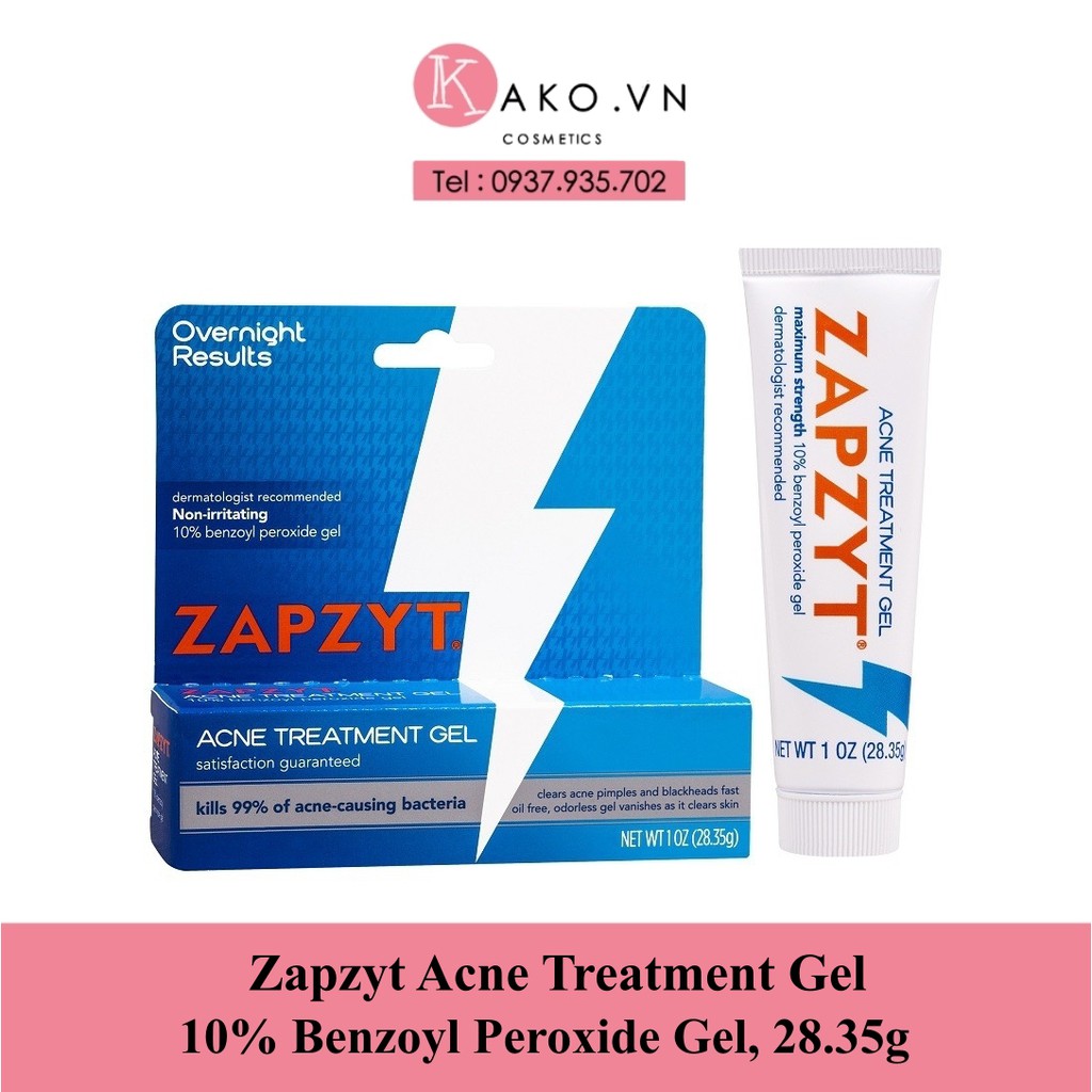 [HCM]( Có Bill – Có Bán Sỉ ) Kem Giảm Mụn Zapzyt 10% Benzoyl Peroxide Gel 28.35G