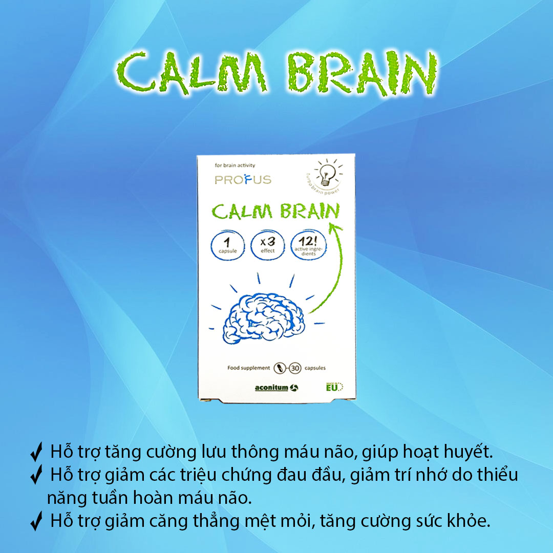 Calm Brain - Viên Bổ Não Tăng Cường Trí Nhớ Giảm Căng Thẳng Mệt Mỏi Nhập Khẩu Từ Châu Âu