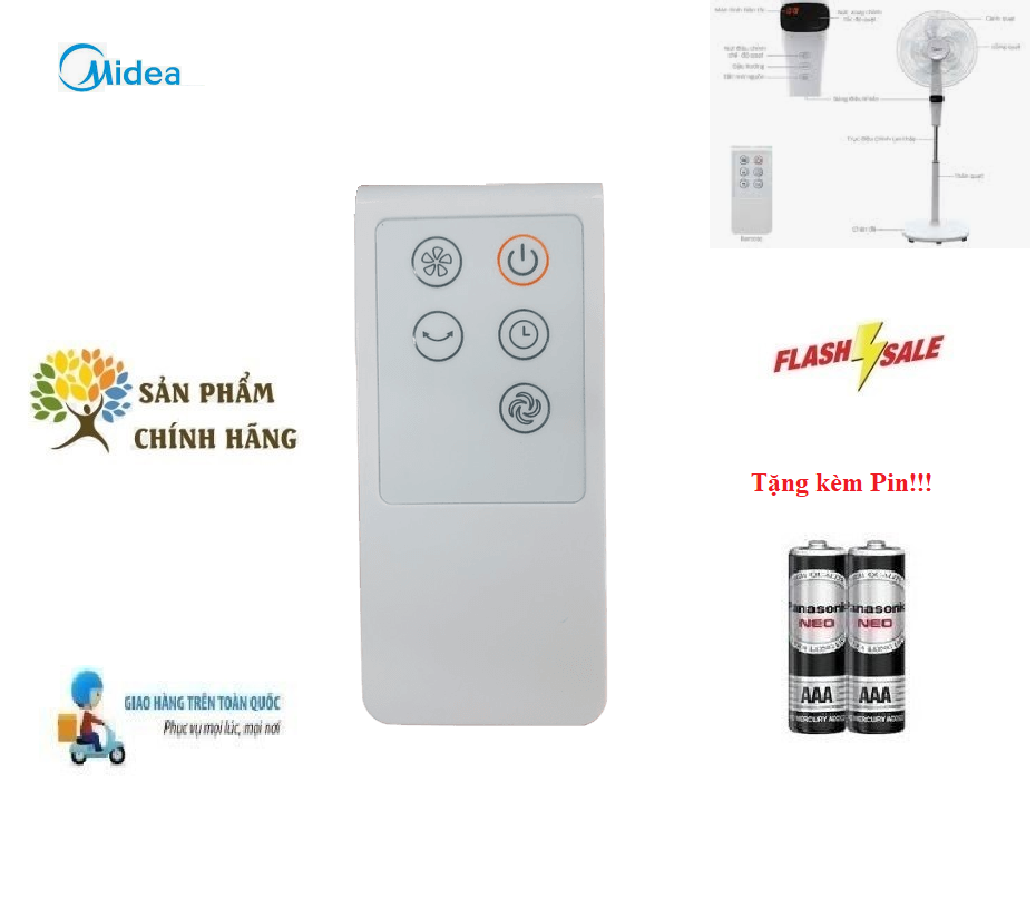 Remote Điều khiển Quạt Midea các dòng Quạt Cây Đứng Treo Tường Midea- Hàng mới chính hãng 100% Tặng 