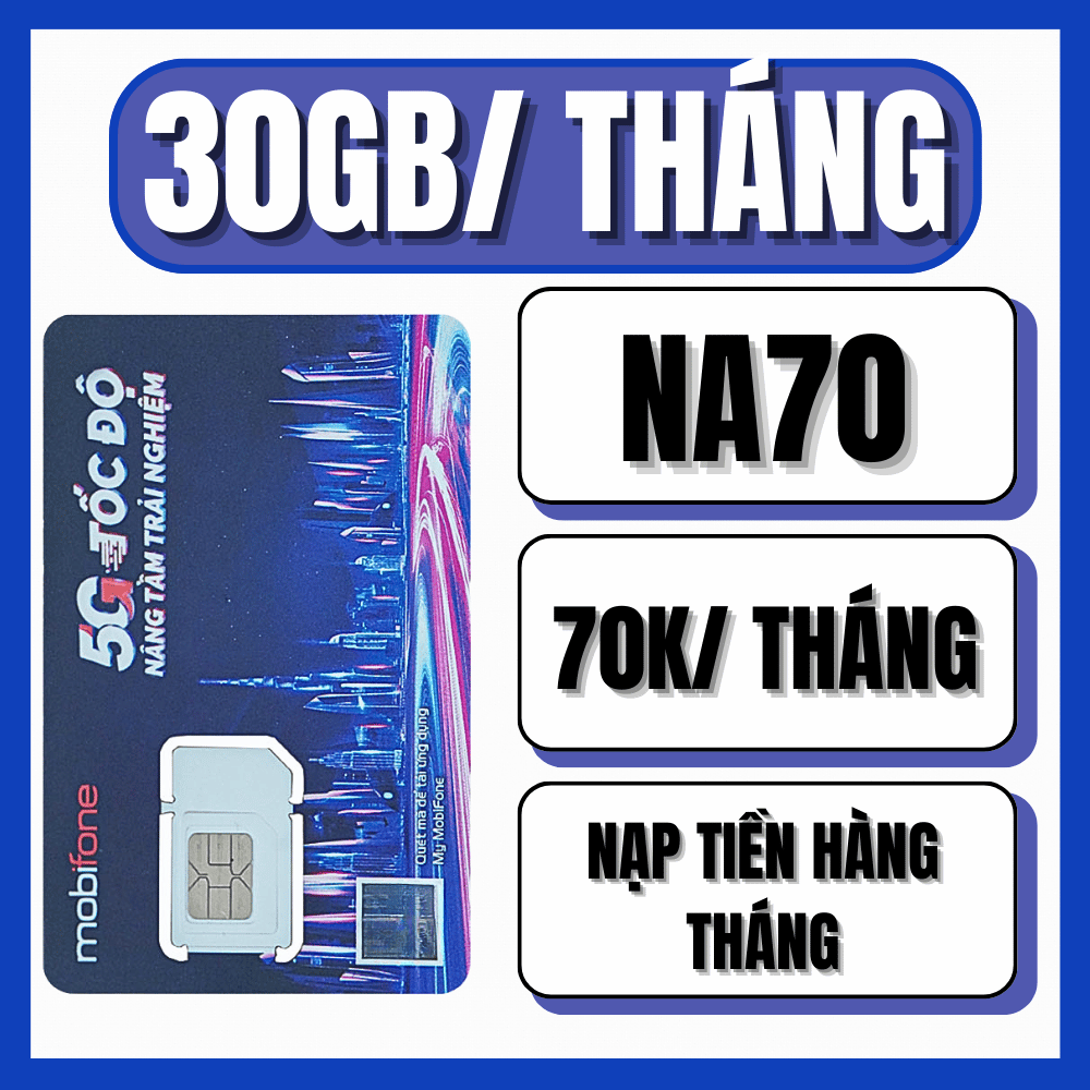 Sim Mobifone NA70/KC90/KC120/KC150 Lướt Web 1GB Tốc Độ Cao/Ngày Free Nội Mạng + 30p Ngoại Mạng Mỗi T