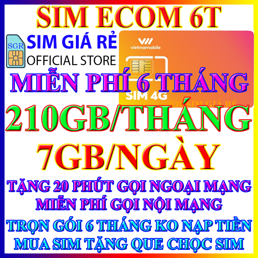 FREESHIP - SIM 4G VIETNAMOBILE TRỌN GÓI 1 NĂM 7GB/NGÀY - 210GB/THÁNG - TỐC ĐỘ CAO - SIM 4G 1 NĂM KHÔNG NẠP TIỀN - SHOP SIM GIÁ RẺ - CHƯA KÍCH HOẠT.