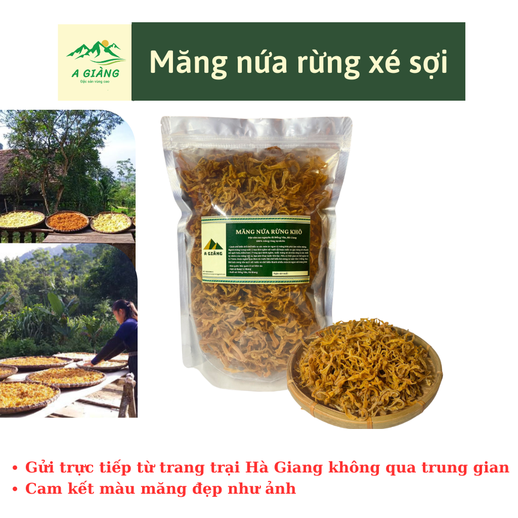 Măng rối khô Tây Bắc gói 500gr - măng xé sợi Tây Bắc siêu thơm màu vàng đẹp đóng túi zip dễ bảo quản