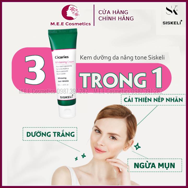 [Chính Hãng] Kem Dưỡng Trắng Nâng Tone Ngăn Ngừa Mụn Cicaries Whitening Cream Siskeli Chính Hãng Đến Từ Hàn Quốc .(Phiên Bản Mới V10)