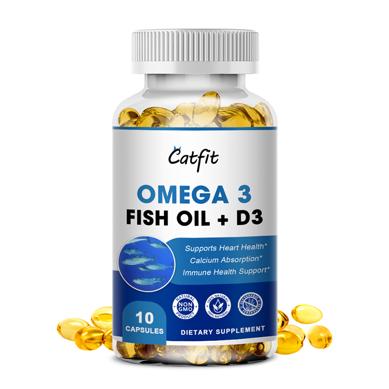 Catfit Omega3 cá dầu Viên nang EPA &amp; DHA hỗ trợ tim mạch máu vitamin D3 bổ sung