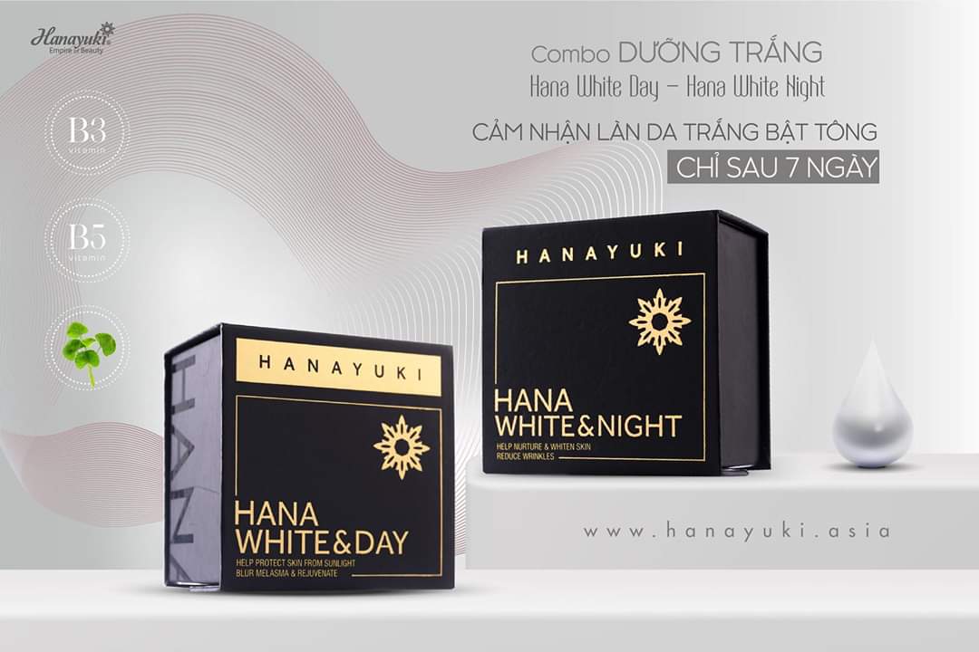 [Chính Hãng Hanayuki - Date 2023] Bộ Đôi Kem Ngày Trắng Da Chống Nắng Ngày Và Kem Đêm Dưỡng Trắng Chống Laõ Hoá Tái Tạo Collagen