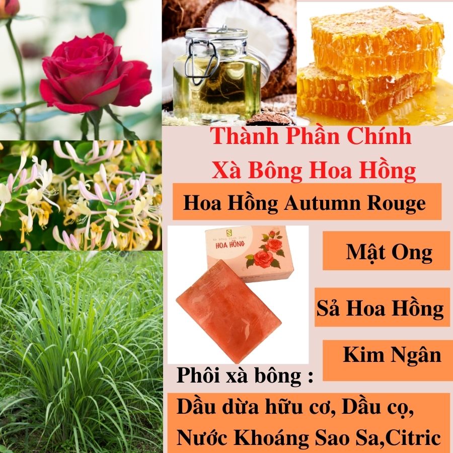 Xà Bông - Xà Phòng Hoa Hồng Sinh Dược 100% Thiên Nhiên Tắm Gội Rửa Mặt Hương Hoa Hồng Đặc Trưng Thơm Nhẹ Nồng Nàn Quyến Rũ