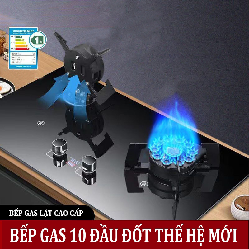 Bếp Gas Âm Lật 10 Đầu Đốt GZ59 OLEYIN Tích Hợp Hẹn Giờ Cảm Biến Tự Ngắt Gas Khóa An Toàn Thông Minh