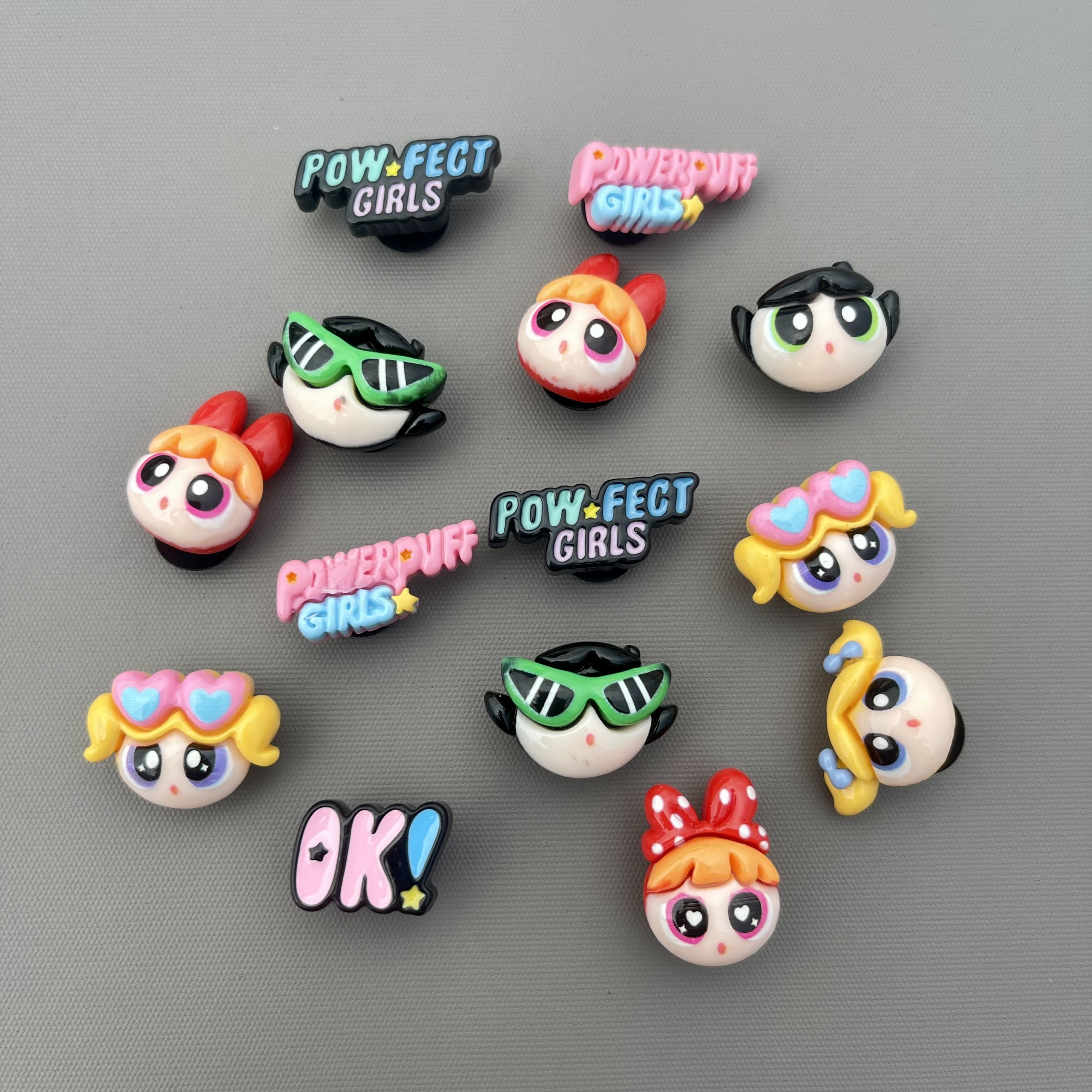 Set 14 Jibbitz Sticker Charm 3D chủ đề Powerpuff Girls Z DIY Mayto gắn Dép Crocs Cross Dép Sục Cá Sấ