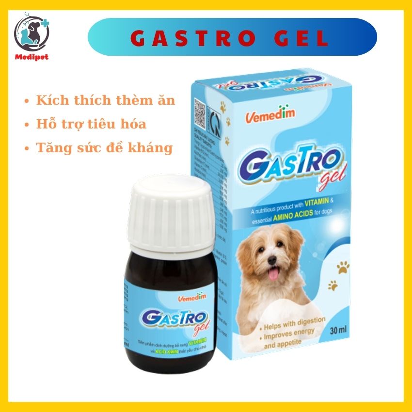 Gastro gel dinh dưỡng cho chó  hỗ trợ tiêu hóa hồi phục nhanh tăng sức đề kháng kích thích cún thèm ăn lọ 30ml - Medipet