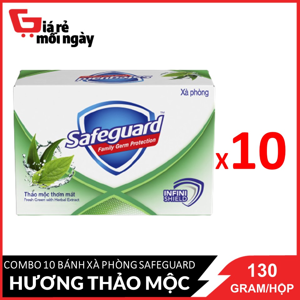 [Hcm]Combo 10 Bánh Safeguard Thảo Mộc (Xanh) 130Gx10