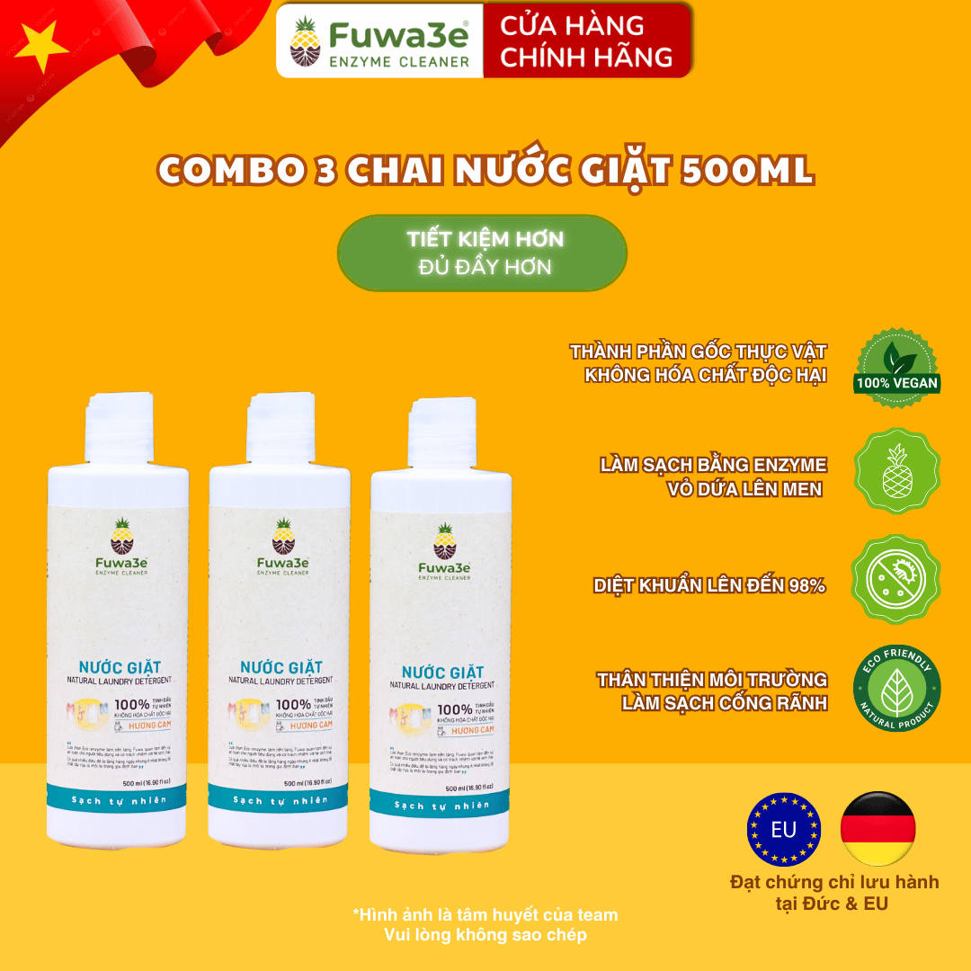 Nước giặt sinh học FUWA3E 3.5L enzyme sinh học từ dứa sạch nhanh an toàn cho da nhạy cảm