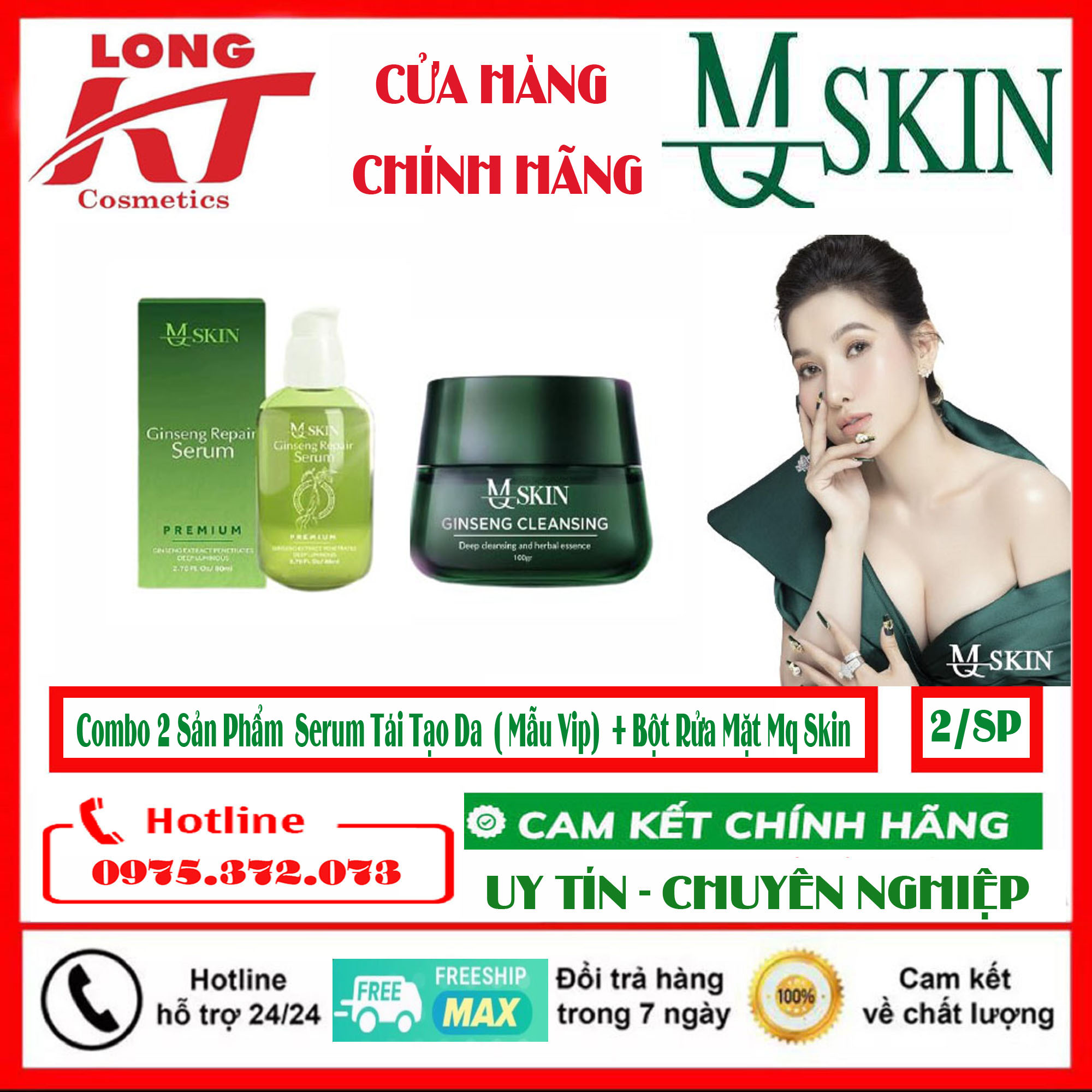 [[Hot - Sale Lớn - Chính Hãng - Miễn Ship - 20K ]] Combo 2 Sản Phẩm Tái Tạo Da Nhân Sâm (Mẫu Vip - Cao Cấp - 80Ml+Bột Nhân Sâm 100Gr Bộ Đôi Hỗ Trợ Tái Tạo Da Trừ Mụnthâmnámliền Sẹo Se Khít Lỗ Chân Lông Nhân Sâm Mq Skin Hàn Quốc