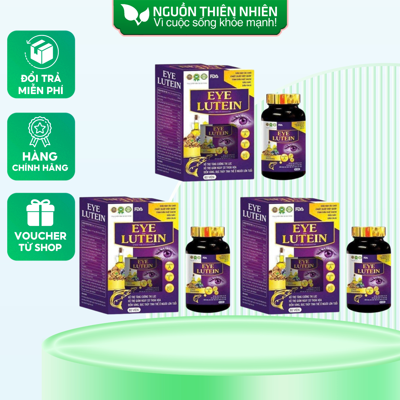 Combo 3 Hộp x 60 Viên uống sáng mắt EYE RUBY LUTEIN OMEKID TOBE DHA ZEAXANTHIN chứa OMEGA 3 6 9 Dầu 