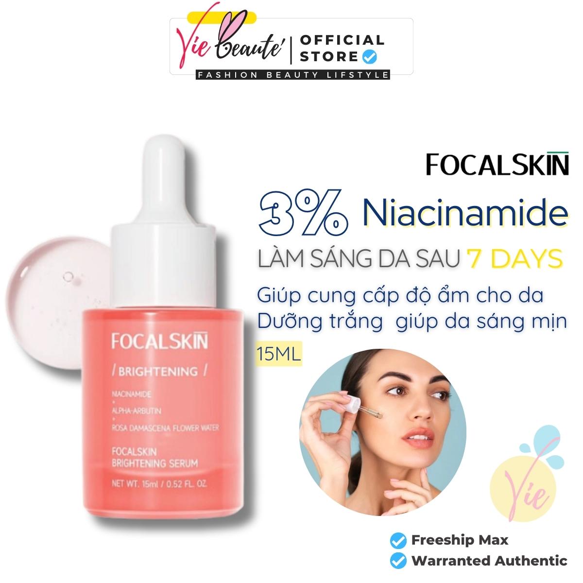 FOCALSKIN Serum dưỡng sáng da 3% NIACINAMIDE + 3% α-ARBUTIN VITAMIN C 15ML/30ML