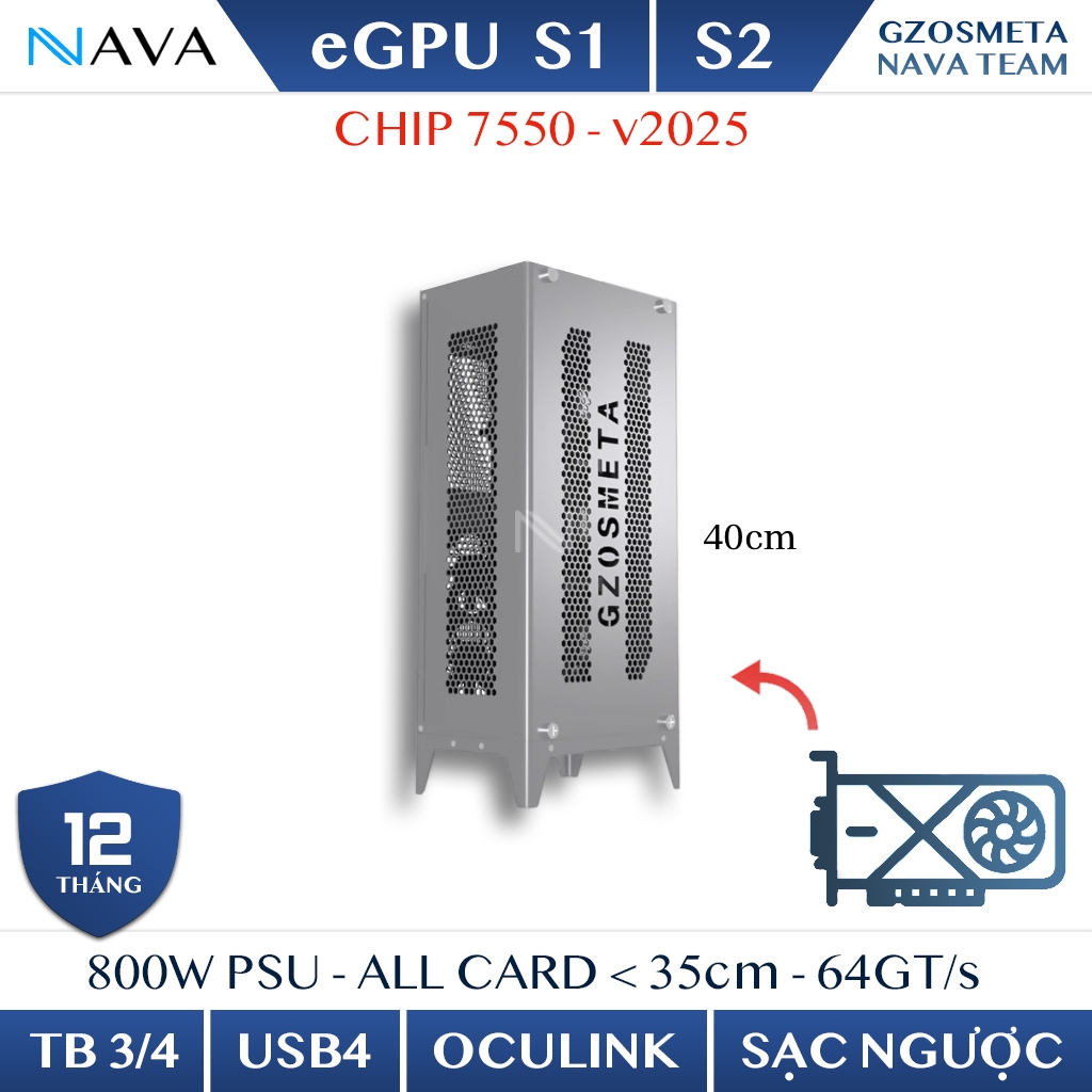 [v2025] eGPU Osmeta & Nava S1 S2 Thunderbolt3/4+USB4+OCuLink+Nhôm+Sạc Ngược minipc itx laptop TB3/TB