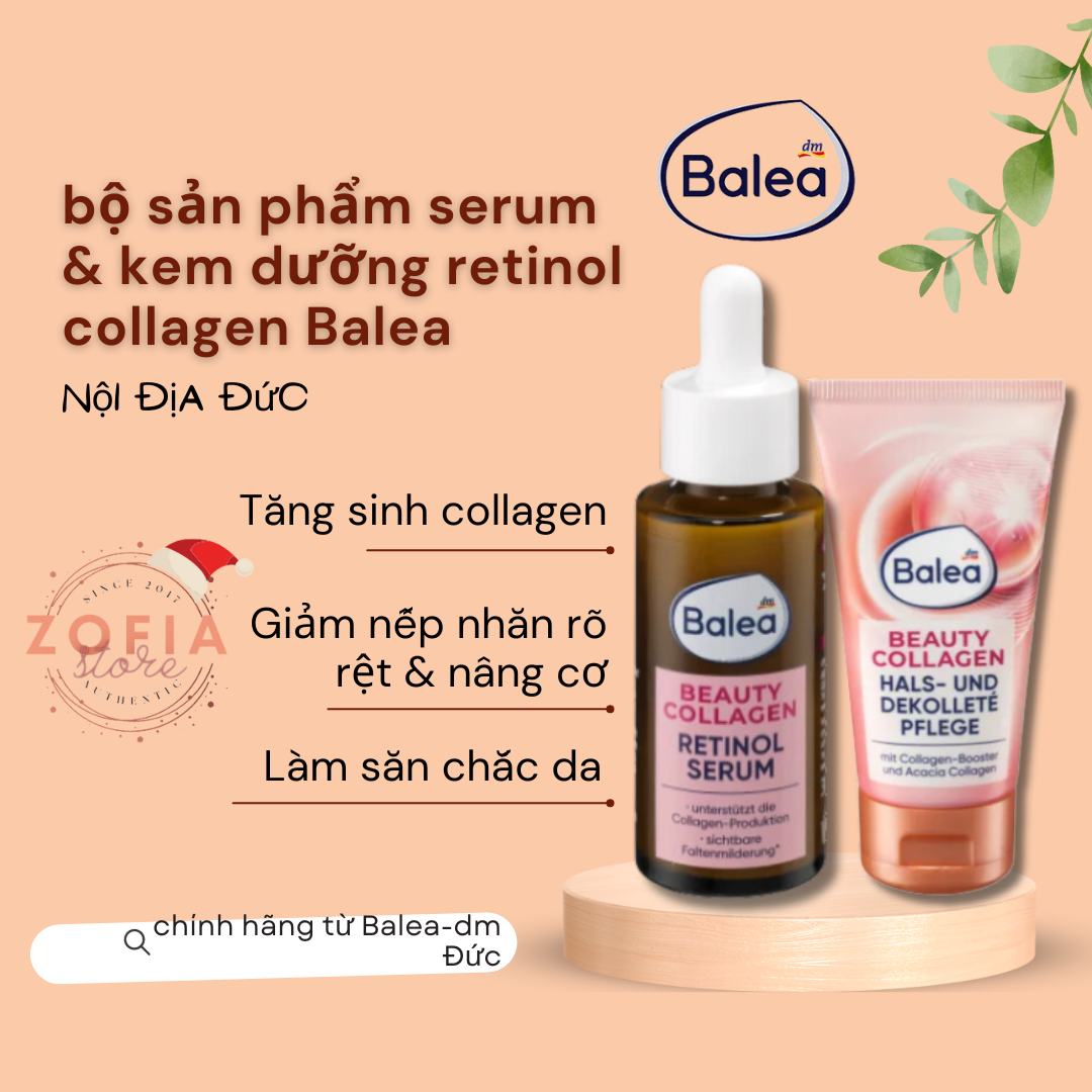 Serum và kem dưỡng Retinol và tăng sinh collagen Balea Đức