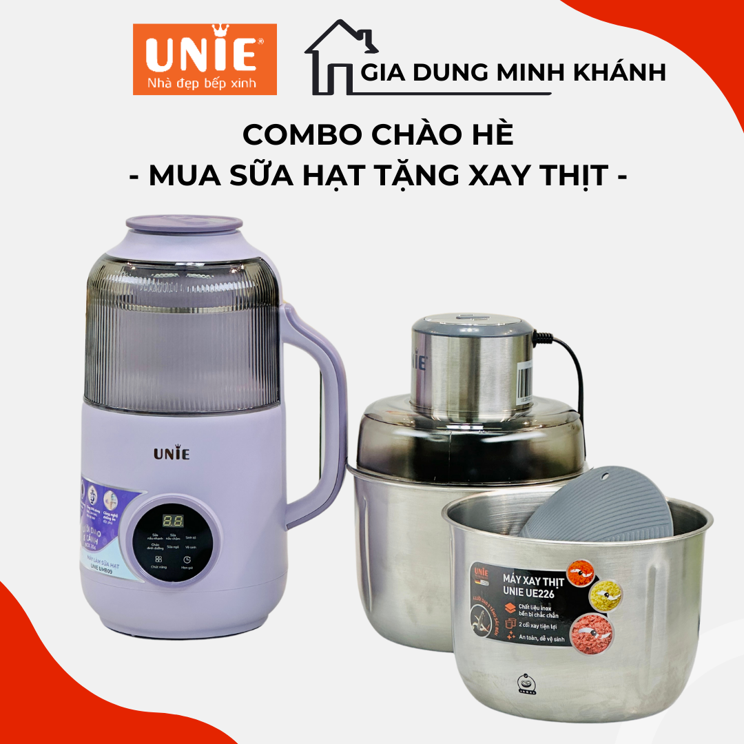 Máy làm sữa hạt UNIE UMB09, 800ml, Nắp Chụp Chống Ồn, Lưỡi Dao INOX 304