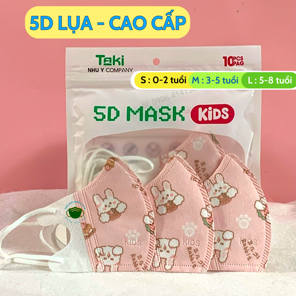 Khẩu trang 5D kids y tế cho bé 0-2 tuổi 3- 6 tuổi [hộp 10cái] khẩu trang trẻ em sản xuất theo công nghệ Hàn Quốc