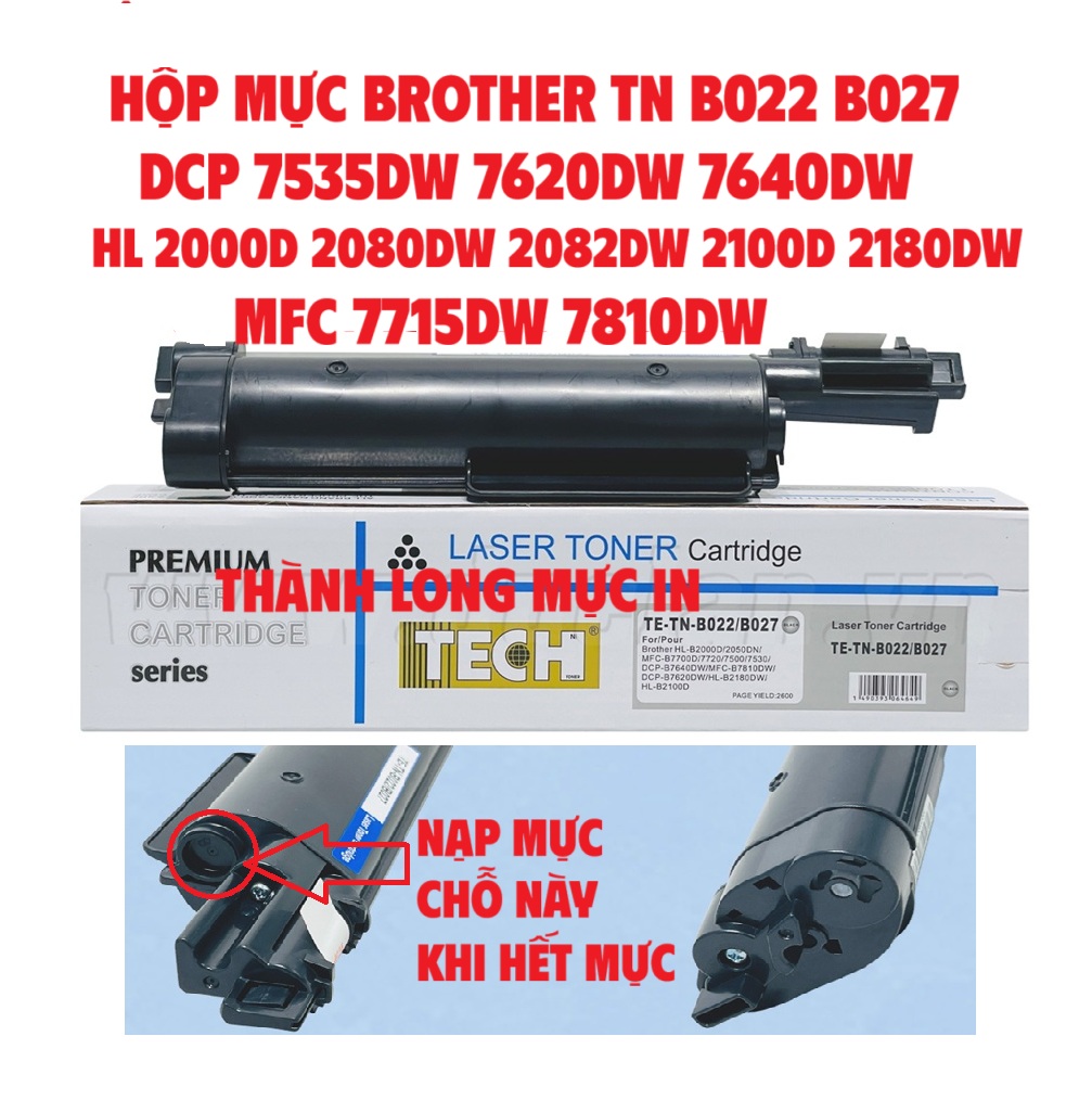 Hộp mực TN B022 B027 Mực in Brother DCP 7535dw 7620dw 7640dw-HL B2000d B2080dw 2082dw 2100d 2180dw -