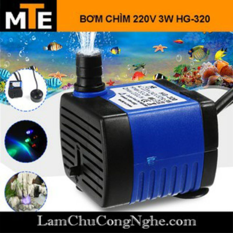 Bơm chìm mini 8W 16W 18W 25W - 220V quạt điều hoà hơi nước - bể cá thủy cảnh hòn non bộ thác nước má