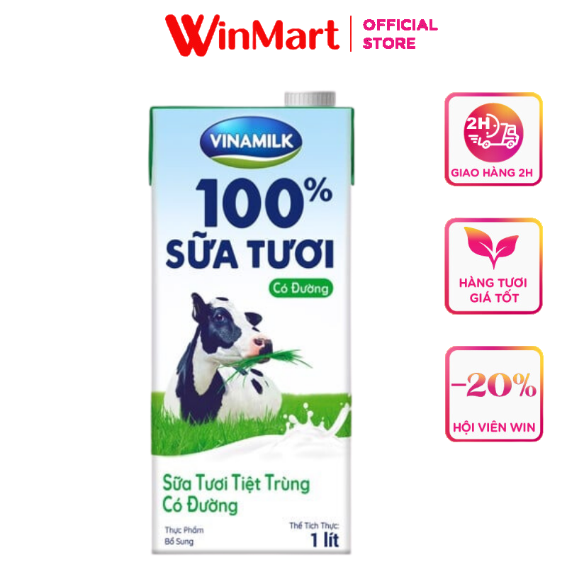 [Siêu thị WinMart] - Sữa tươi tiệt trùng Vinamilk có đường hộp x 1L