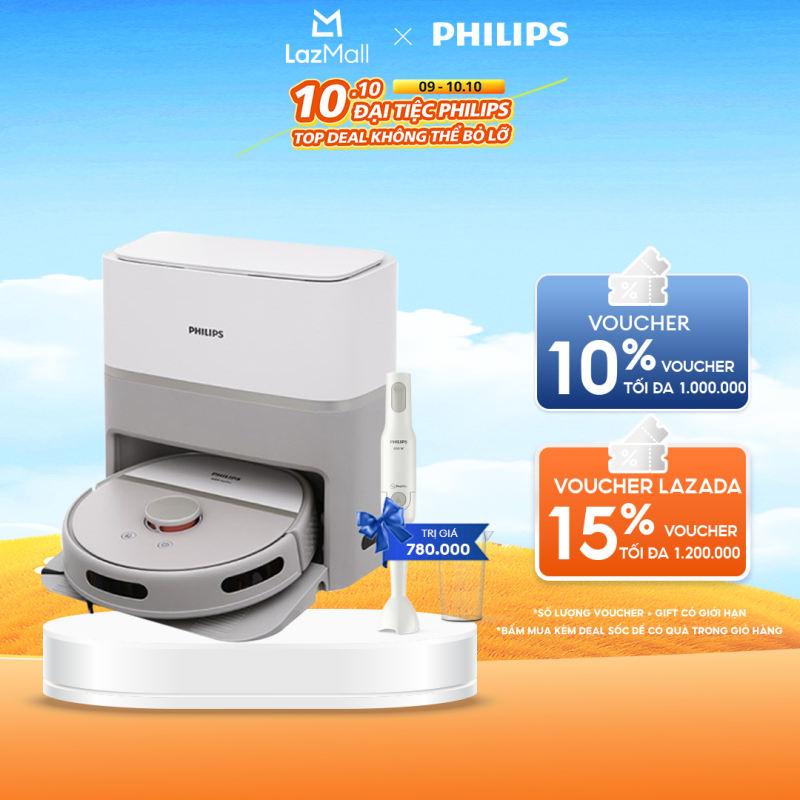 Robot Vừa Hút Bụi Vừa Lau Philips XU6500/82 Lực Hút 2700PA - Hàng Chính Hãng