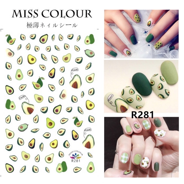 Sticker Hình Quả Bơ Dán Móng Tay Nail Mới