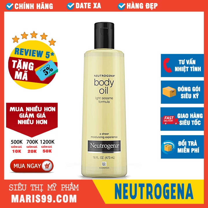 Tinh Dầu Neutrogena Body Oil Light Sesame Formula (250Ml) - Mùi Fragrance Free