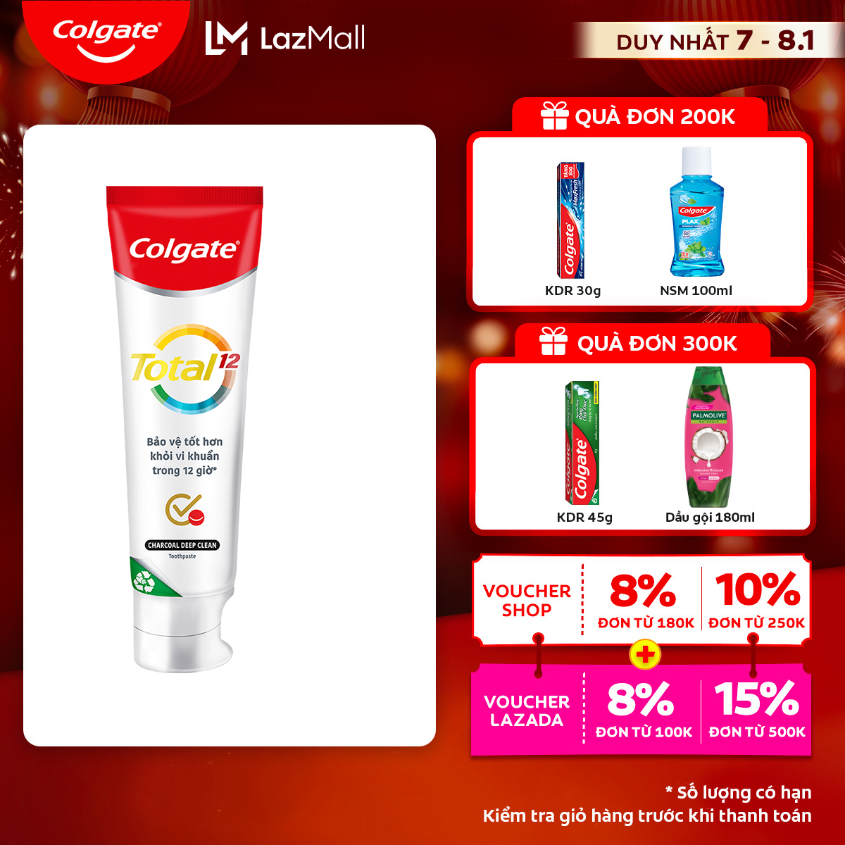 [Chỉ 7-8.1_Áp Voucher giảm thêm đến 23%]Kem đánh răng Colgate Total 170g/tuýp