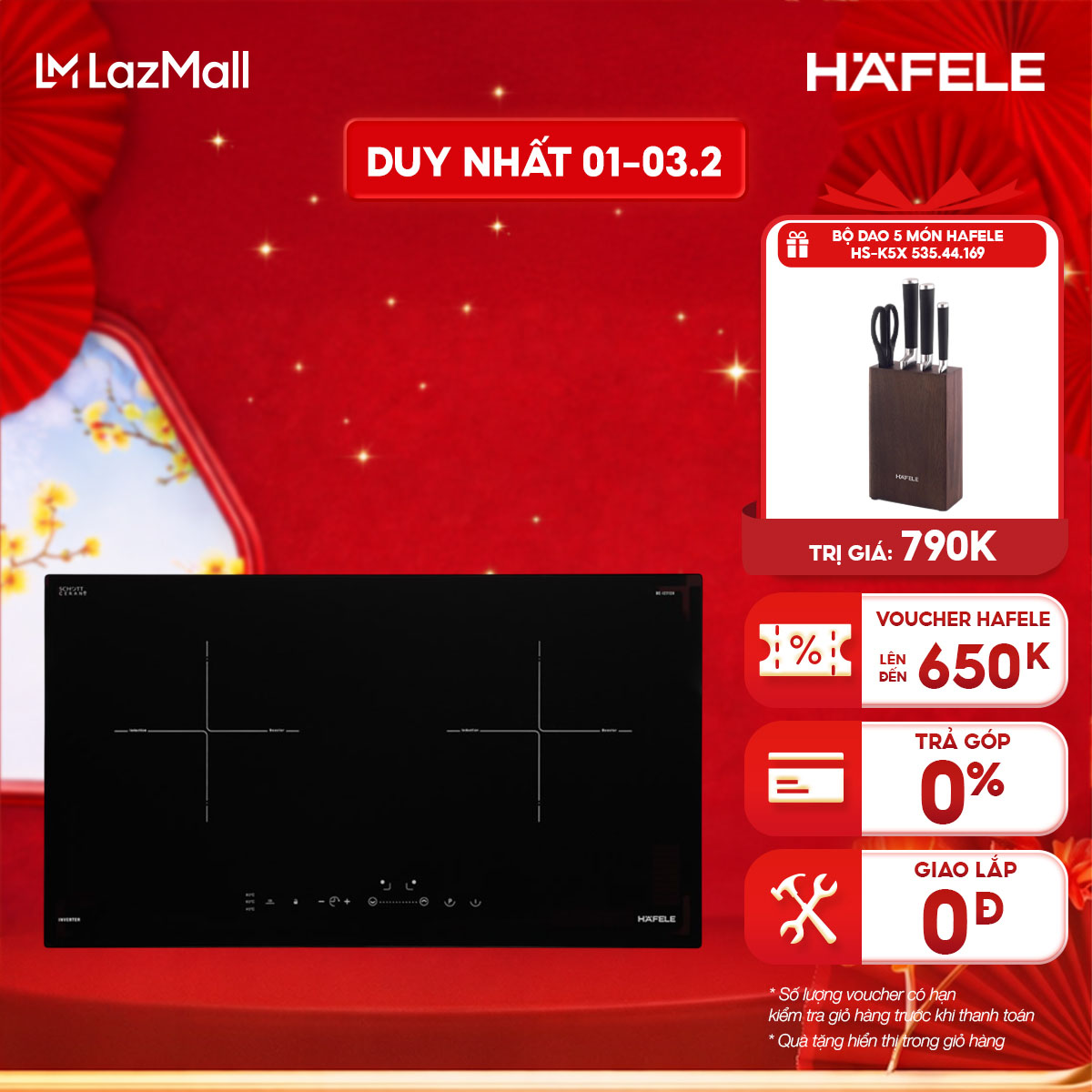 Bếp âm từ đôi Hafele HC-I2712A (536.61.716)