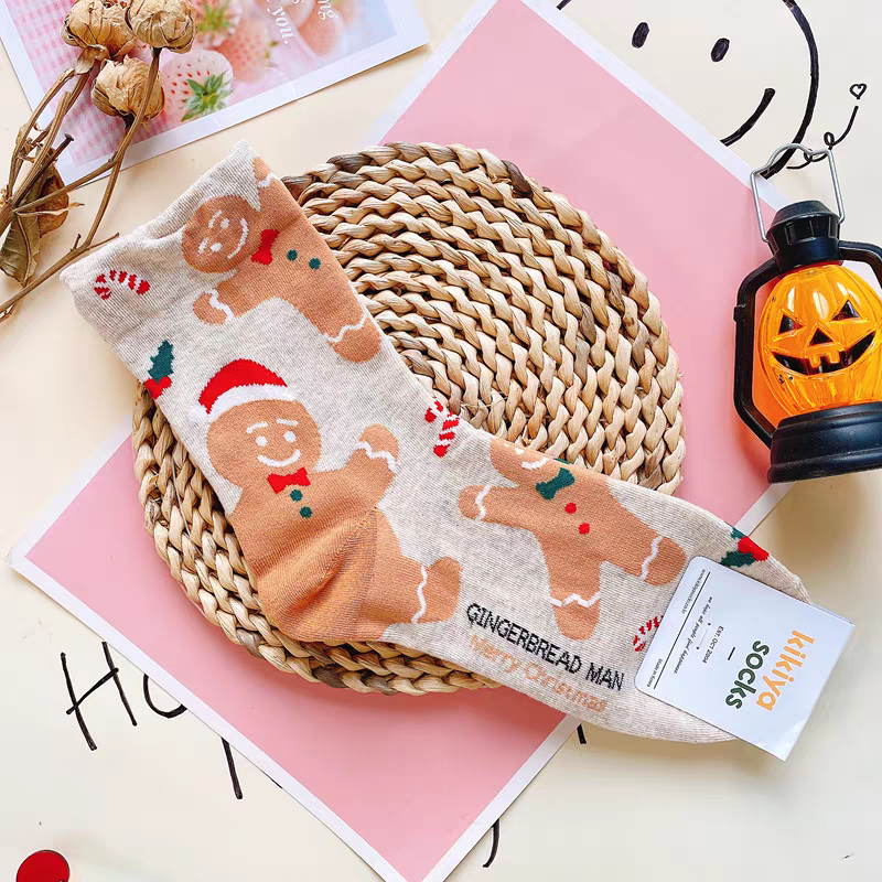 Tất Nữ Hàn Quốc Hoạt Hình Giáng Sinh Ông Già Noel Sinh Viên Người Tuyết Giữa Ống Tất
