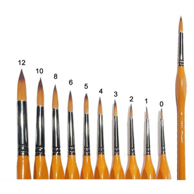 Cọ Hand ZBS2 - Cọ Vẽ Màu Nước thân vàng đầu tròn hand ZBS2