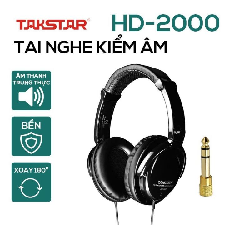 Tai Nghe Có Dây Takstar HD-2000, Kiểm Âm Chuyên Nghiệp, Đeo Đầu Over-Ear, 50mm Driver, Trọn Bộ Phụ Kiện