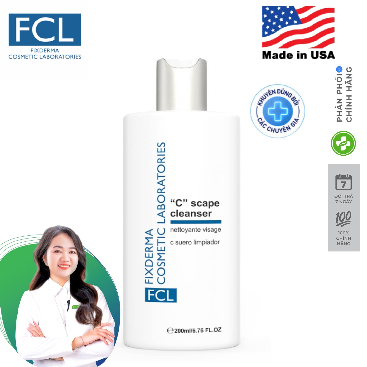 Sữa rửa mặt chống oxy hóa Fixderma FCL C Scape Cleanser 200ml