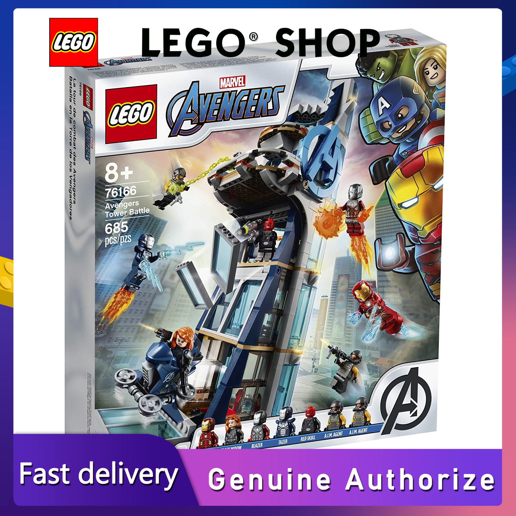 【Hàng chính hãng】 LEGO Marvel Avengers: Avengers Tower Combat 76166 Đồ chơi xây dựng sưu tầm với các