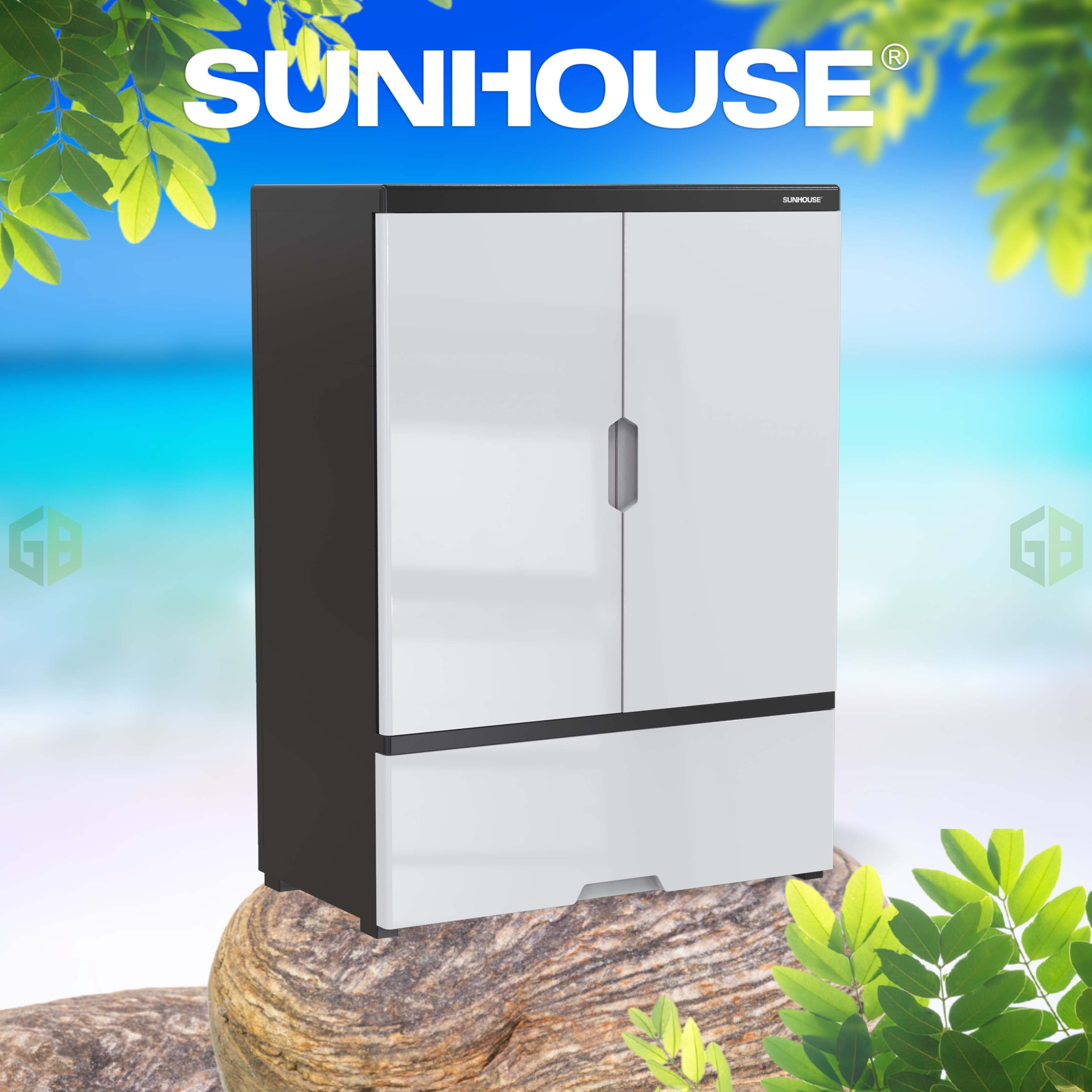 Tủ để giày nhựa 2 cánh 1 ngăn SUNHOUSE KS-CA950S1