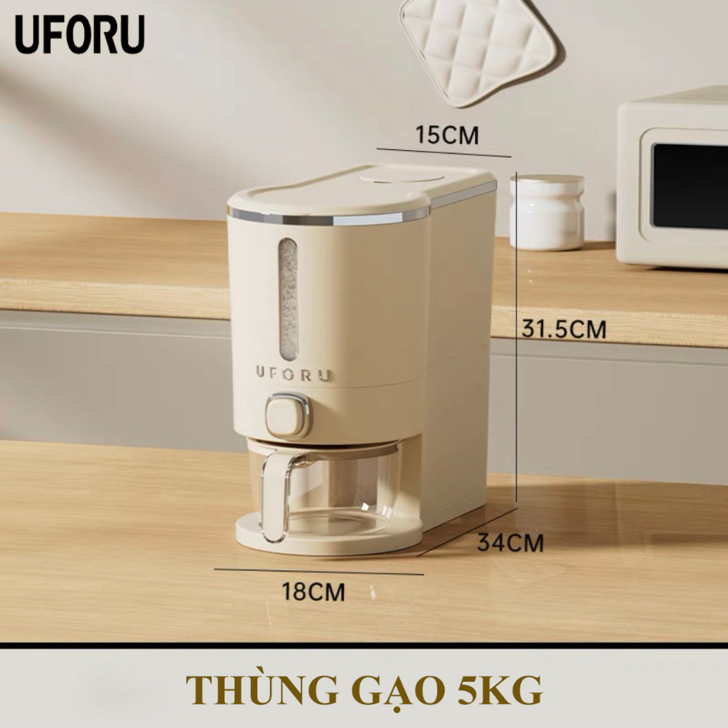 Thùng đựng gạo thông minh UFORU dung tích 5kg-10kg chống mối mọt ẩm mốc hiệu quả AM01